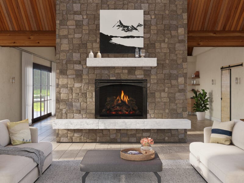 Stock Image - Kozy Heat Nordik 48DV Is In Showroom - Stove Depot and Chimney Works