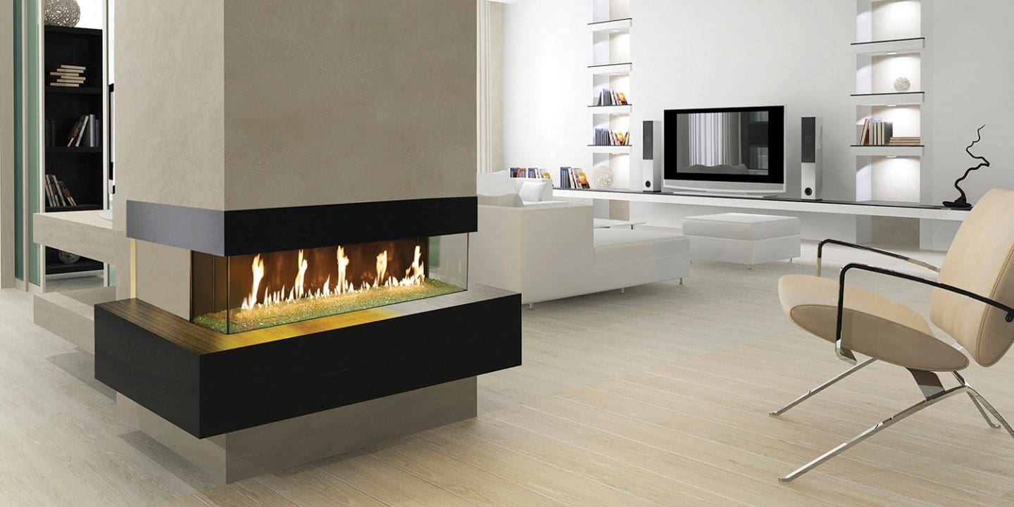 Stock Image - DaVinci Custom Fireplaces - DaVinci Collection - Bay Linear Gas Fireplace DaVinci Gas Linear Fireplace & Outdoor Fire - Stove Depot and Chimney Works