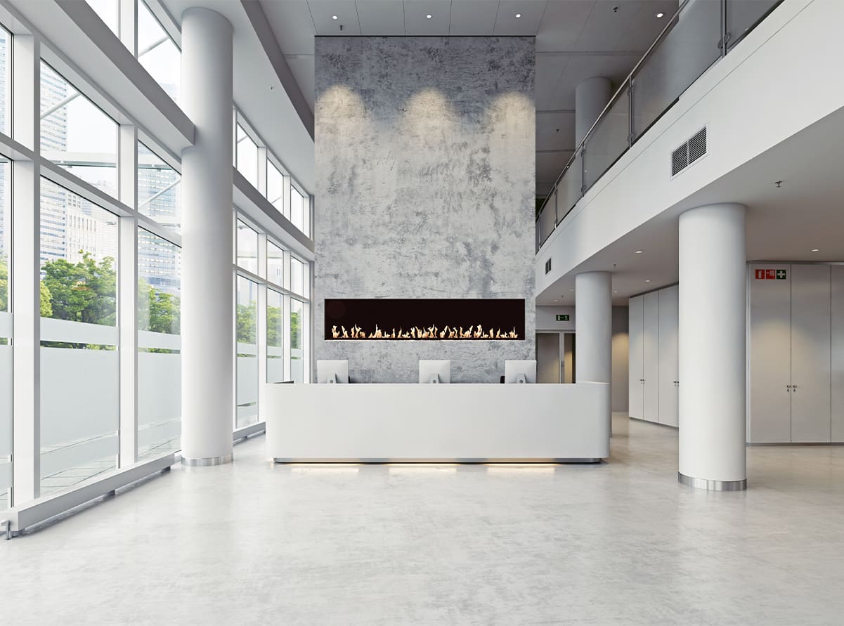 Stock Image - Flare - Large Front Facing Flare Fireplaces Linear Gas Fireplace - Stove Depot and Chimney Works