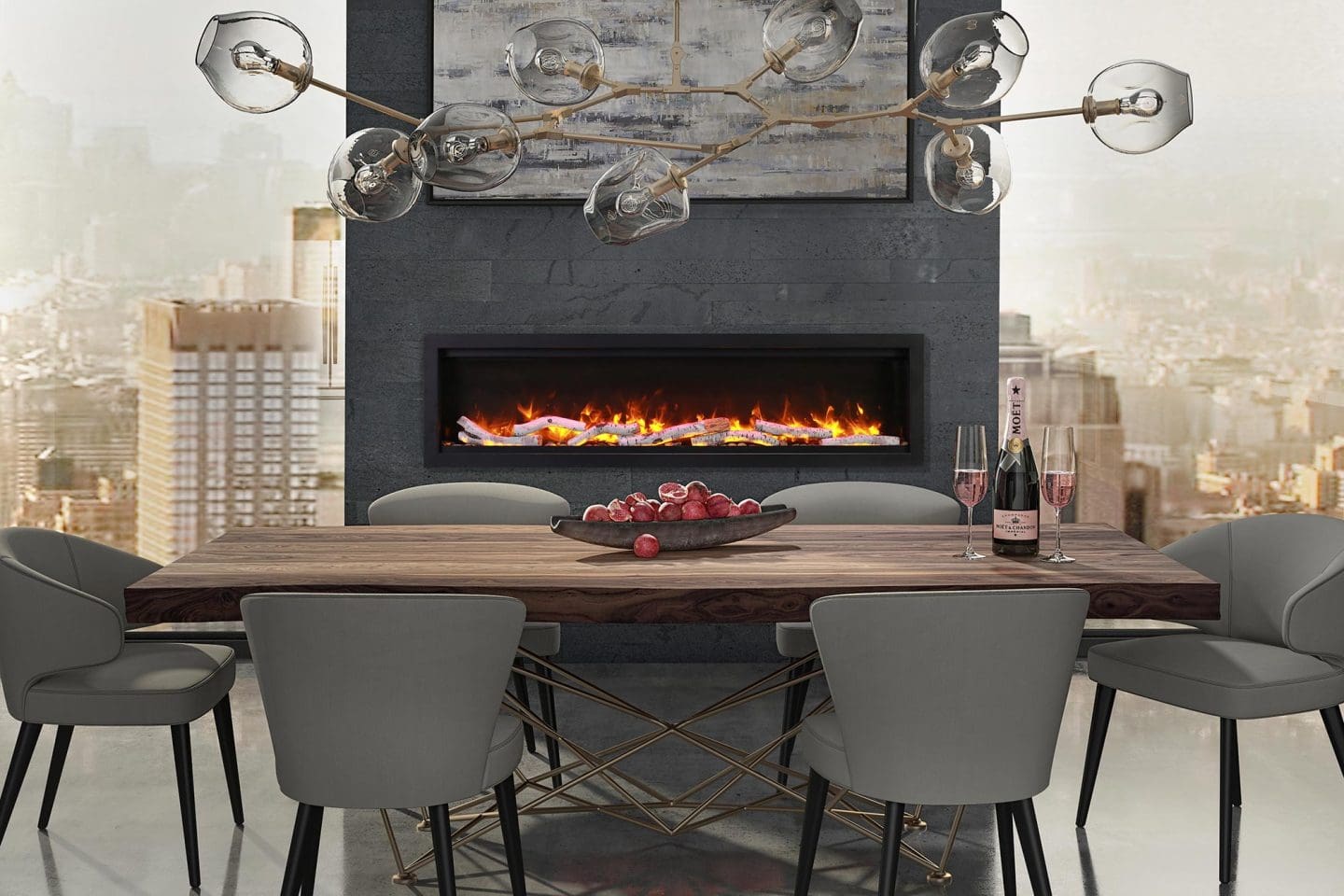 Stock Image - Ambiance - Impressionist 34 Ambiance Electric Linear Fireplace - Stove Depot and Chimney Works