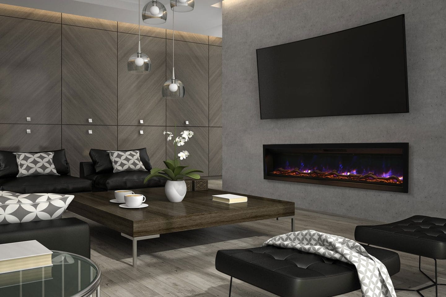Stock Image - Ambiance IW 74 Ambiance Electric Linear Fireplace - Stove Depot and Chimney Works