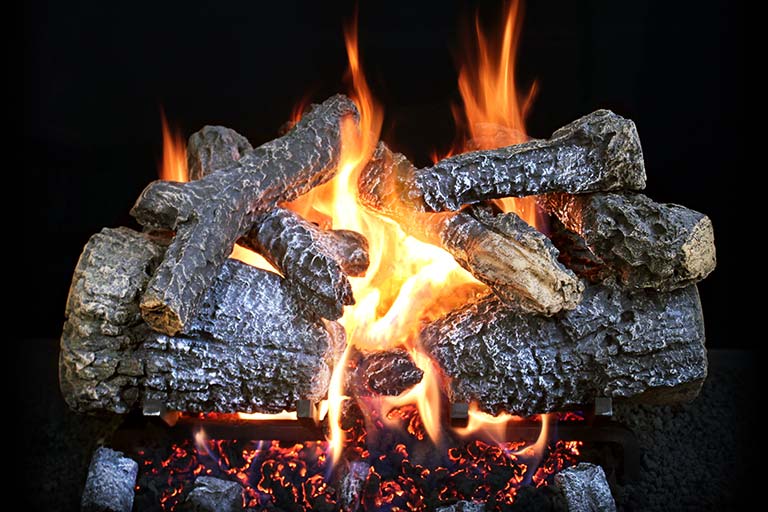 Stock Image - Ambiance - Richland Blaze Ambiance Gas Log Set & Burner - Stove Depot and Chimney Works
