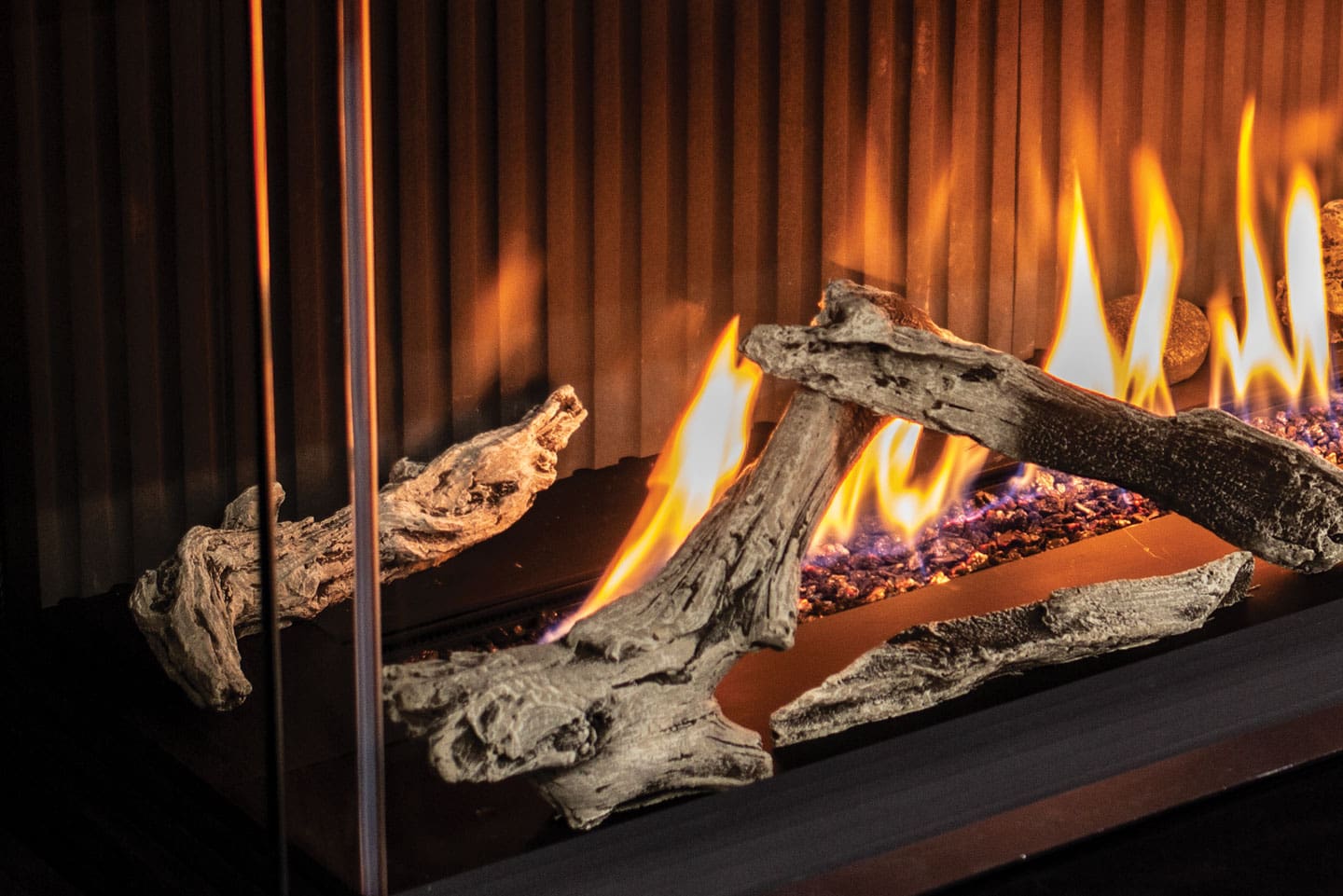 Stock Image - Urbana - U70 Tall Bay Fireplace Is In Showroom - Stove Depot and Chimney Works