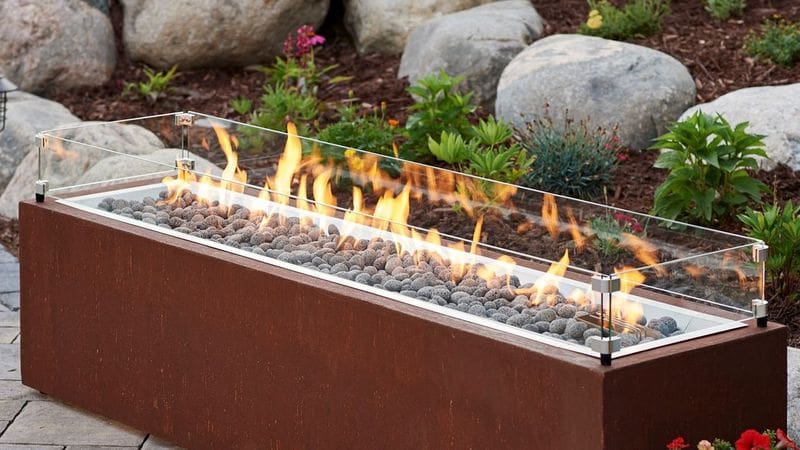 Stock Image - The Outdoor GreatRoom - 12" x 64" Linear Glass Wind Guard The Outdoor Greatroom Company Fire Pit Accessory - Stove Depot and Chimney Works