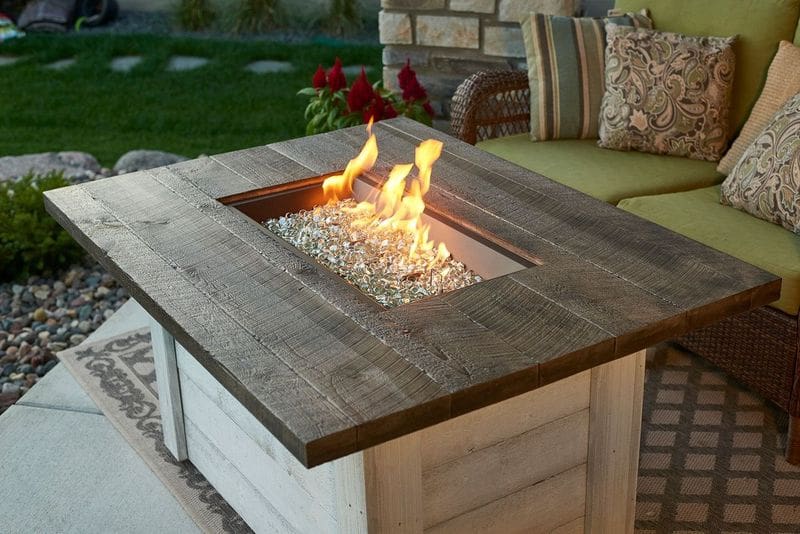 Stock Image - The Outdoor GreatRoom - Alcott Rectangular Gas Fire Pit Table The Outdoor Greatroom Company Gas Fire Table - Stove Depot and Chimney Works