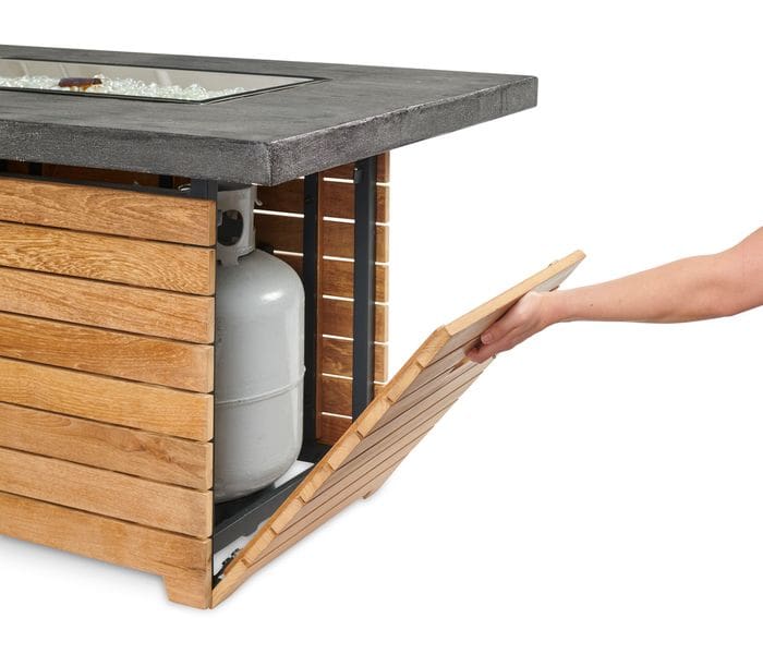 Stock Image - The Outdoor GreatRoom - Darien Rectangular Gas Fire Pit Table with Everblend Top The Outdoor Greatroom Company Gas Fire Table - Stove Depot and Chimney Works