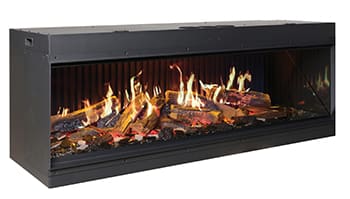 Stock Image - DaVinci Custom Fireplaces - GreenSmart Electric Fireplace DaVinci Electric Bay & Linear & Multi-Sided Fireplace - Stove Depot and Chimney Works