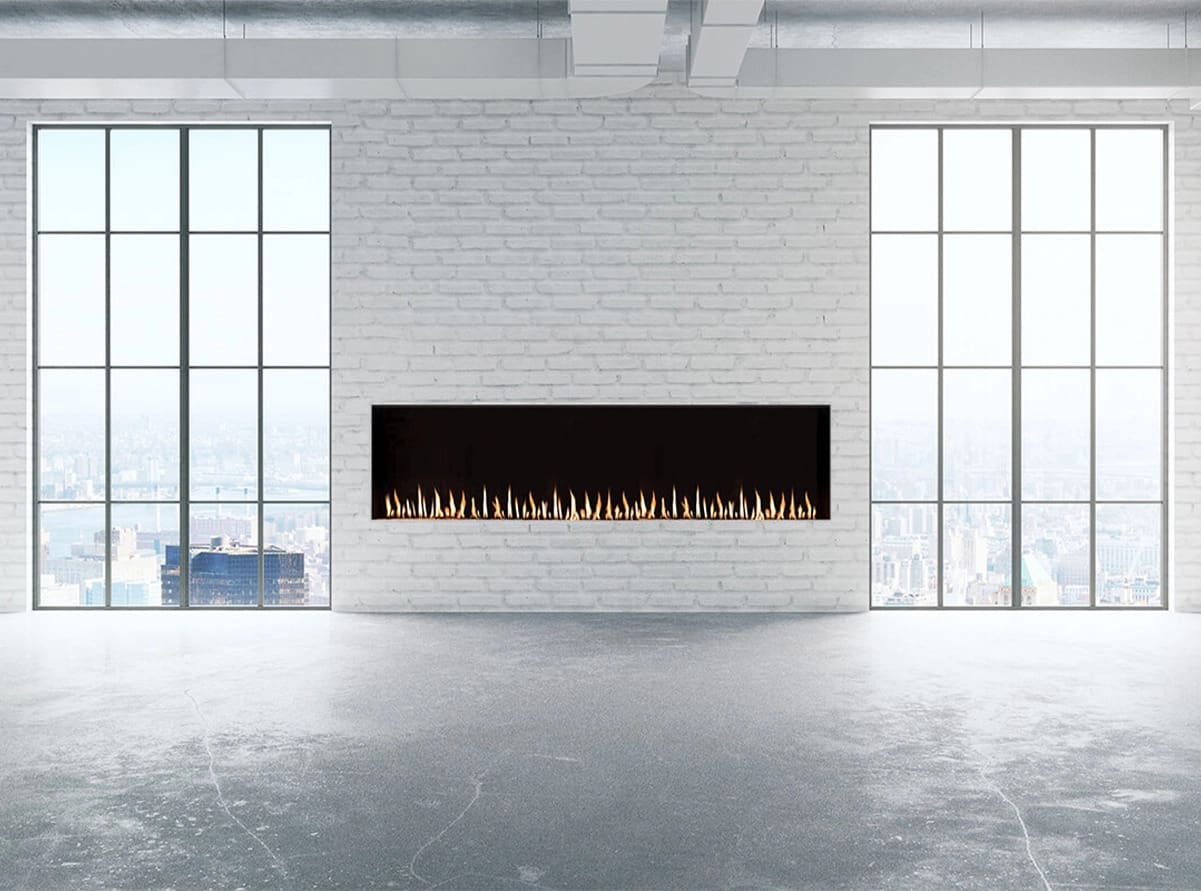 Stock Image - Flare - Front Facing Flare Fireplaces Gas Linear Fireplace - Stove Depot and Chimney Works