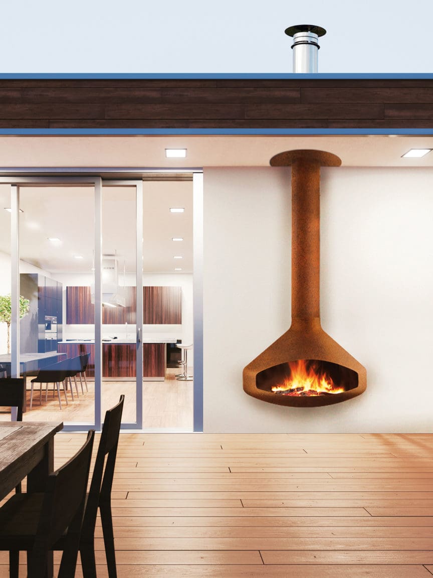 Stock Image - European Home Paxfocus Open Outdoor Wood Fireplace European Home Outdoor Fireplaces - Stove Depot and Chimney Works