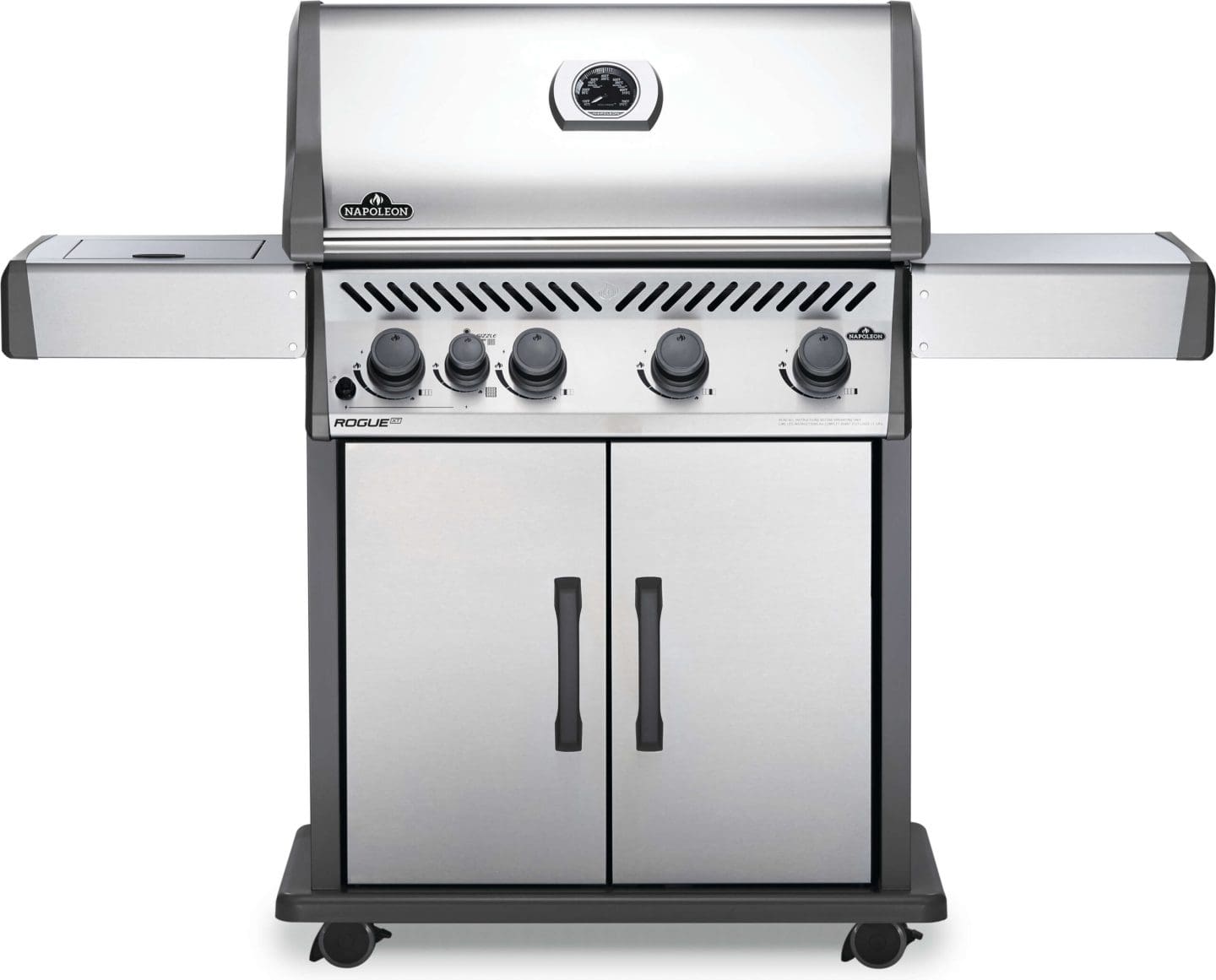 Stock Image - Napoleon - Rogue® XT 525 Natural Gas Grill with Infrared Side Burner, Stainless Steel Napoleon Grill Gas Cart & Infrared Freestanding Grill - Stove Depot and Chimney Works
