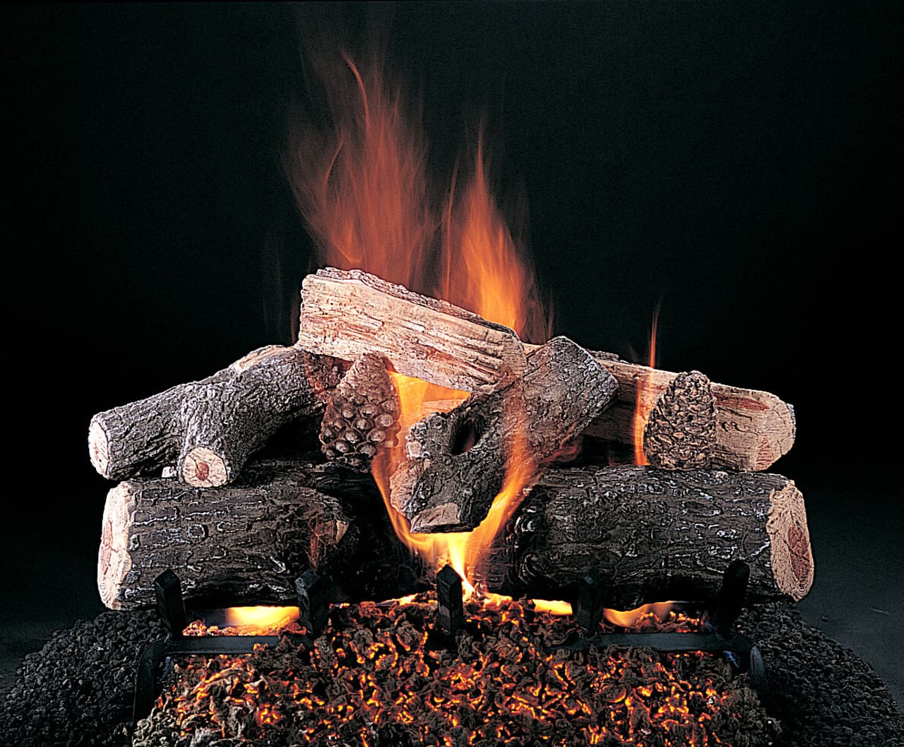 Stock Image - Rasmussen - Evening Lone Star (ELS) Rasmussen Gas Log Set & Burner - Stove Depot and Chimney Works