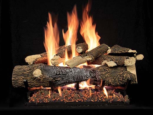 Stock Image - American Hearth - Sand Pan Burners and Matching Log Sets American Hearth - Stove Depot and Chimney Works