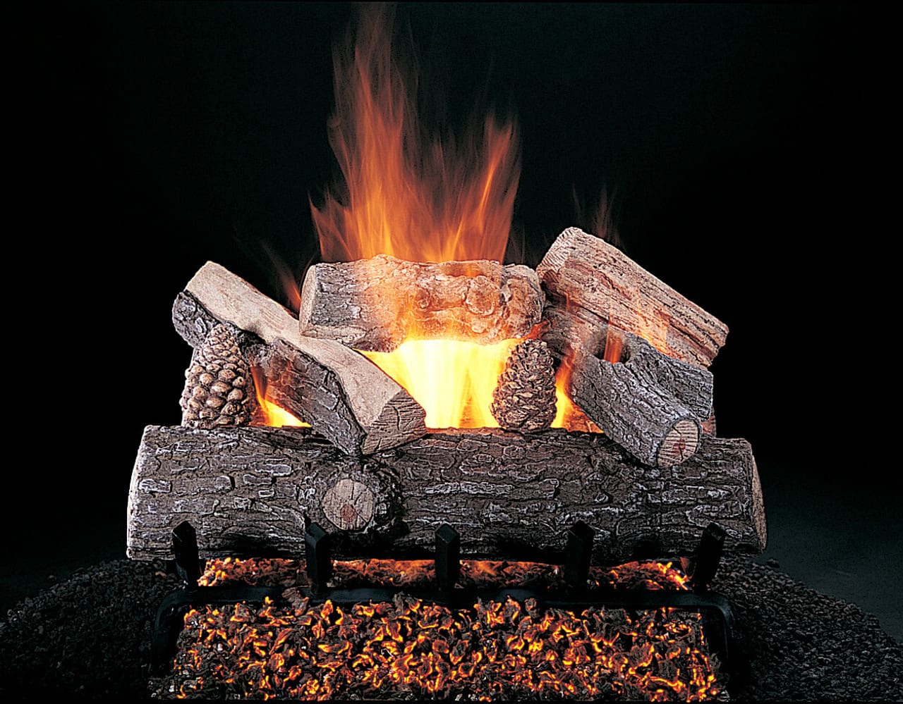Stock Image - Rasmussen - Lone Star (LS) Rasmussen Gas Log Set & Burner - Stove Depot and Chimney Works