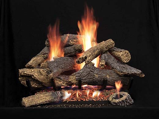 Stock Image - American Hearth - Sand Pan Burners and Matching Log Sets American Hearth - Stove Depot and Chimney Works