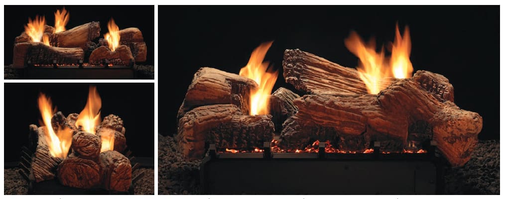 Stock Image - American Hearth - Vent-Free Multi-Sided Slope Glaze Burners and Matching Log Sets American Hearth - Stove Depot and Chimney Works
