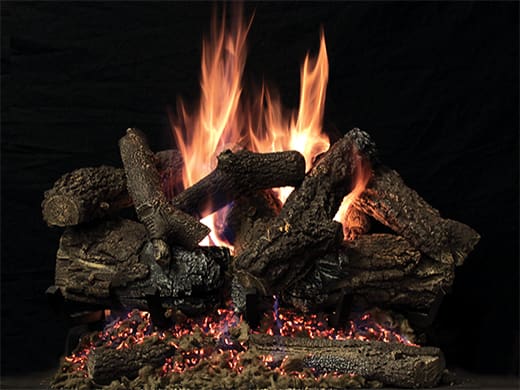 Stock Image - American Hearth - Sand Pan Burners and Matching Log Sets American Hearth - Stove Depot and Chimney Works