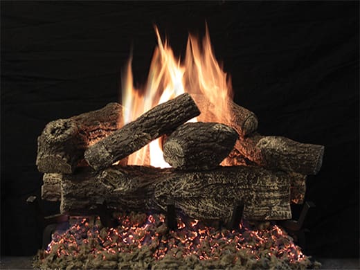 Stock Image - American Hearth - Sand Pan Burners and Matching Log Sets American Hearth - Stove Depot and Chimney Works