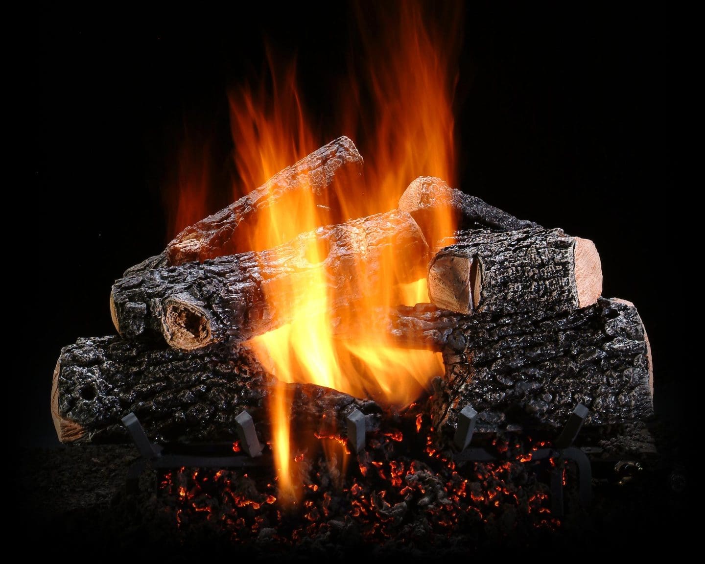 Stock Image - Ambiance - Hill Country Ambiance Gas Log Set & Burner - Stove Depot and Chimney Works