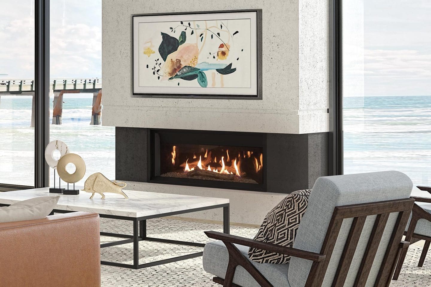 Stock Image - Ambiance - Illusion 47 Ambiance Linear Gas Fireplace - Stove Depot and Chimney Works
