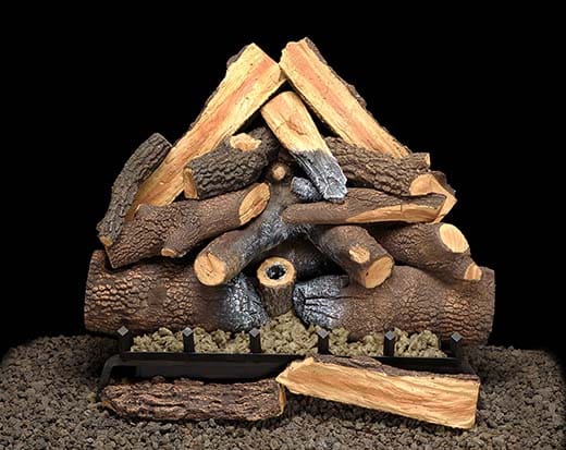 Stock Image - American Hearth - Sand Pan Burners and Matching Log Sets American Hearth - Stove Depot and Chimney Works