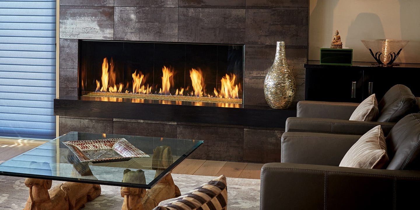 Stock Image - DaVinci Custom Fireplaces - DaVinci Collection - Single-Sided Linear Gas Fireplace DaVinci Gas Linear Fireplace & Outdoor Fire - Stove Depot and Chimney Works